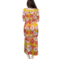 Yellow Hawaii Hibiscus Family Matching Puletasi and Hawaiian Shirt Tropical Flowers Seamless Pattern LT14 - Polynesian Pride