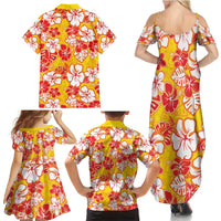 Yellow Hawaii Hibiscus Family Matching Summer Maxi Dress and Hawaiian Shirt Tropical Flowers Seamless Pattern LT14 - Polynesian Pride