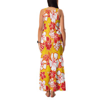 Yellow Hawaii Hibiscus Family Matching Tank Maxi Dress and Hawaiian Shirt Tropical Flowers Seamless Pattern LT14 - Polynesian Pride