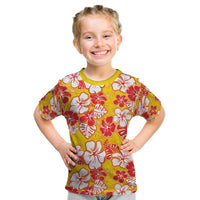 Yellow Hawaii Hibiscus Kid T Shirt Tropical Flowers Seamless Pattern LT14 Yellow - Polynesian Pride