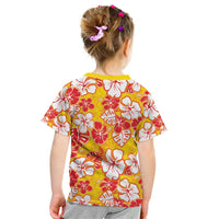 Yellow Hawaii Hibiscus Kid T Shirt Tropical Flowers Seamless Pattern LT14 - Polynesian Pride