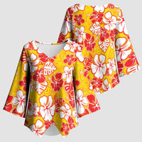 Yellow Hawaii Hibiscus Kimono Sleeve Blouse Tropical Flowers Seamless Pattern LT14 - Polynesian Pride