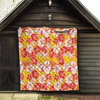 Yellow Hawaii Hibiscus Quilt Tropical Flowers Seamless Pattern - Polynesian Pride