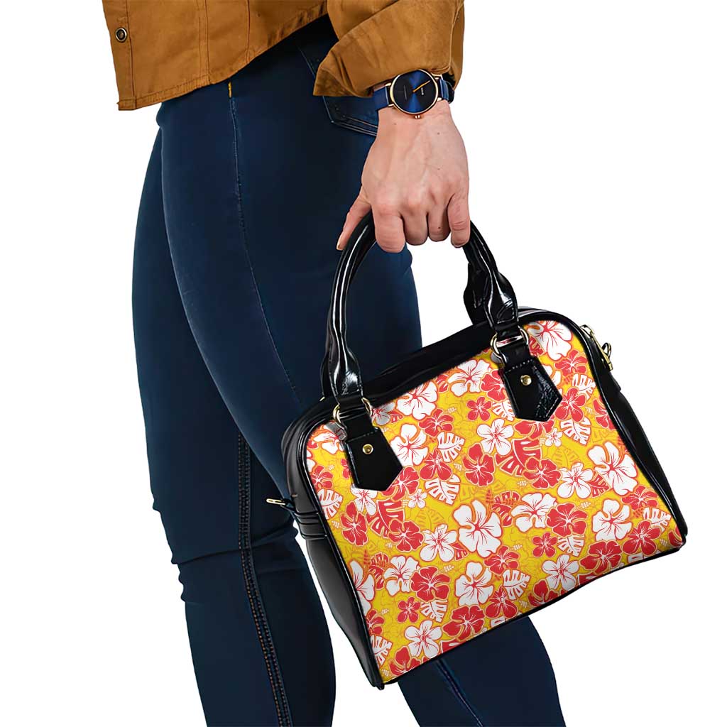 Yellow Hawaii Hibiscus Shoulder Handbag Tropical Flowers Seamless Pattern - Polynesian Pride