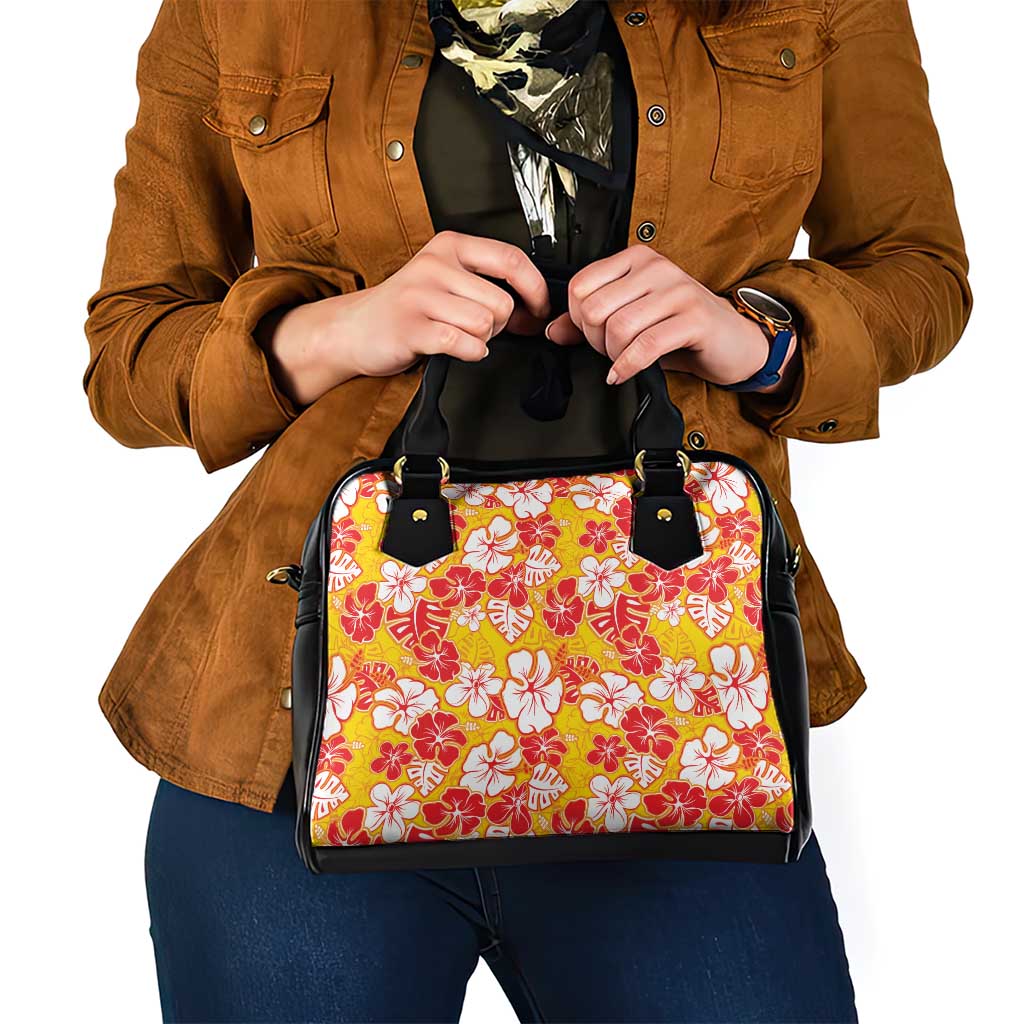 Yellow Hawaii Hibiscus Shoulder Handbag Tropical Flowers Seamless Pattern - Polynesian Pride