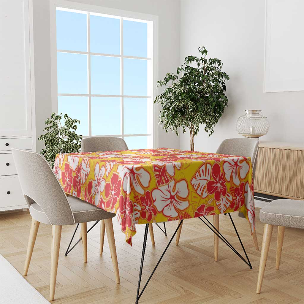 Yellow Hawaii Hibiscus Tablecloth Tropical Flowers Seamless Pattern - Polynesian Pride