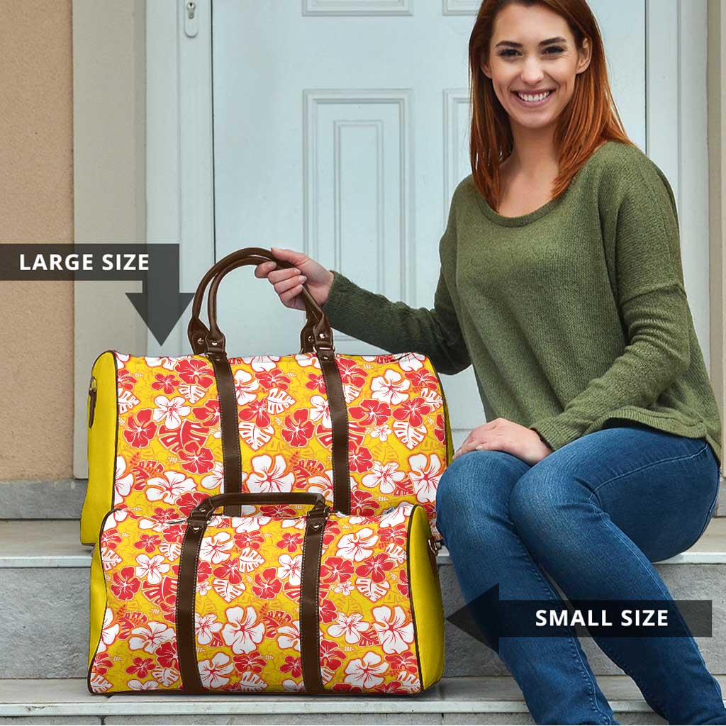Yellow Hawaii Hibiscus Travel Bag Tropical Flowers Seamless Pattern - Polynesian Pride