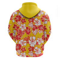 Yellow Hawaii Hibiscus Zip Hoodie Tropical Flowers Seamless Pattern LT14 - Polynesian Pride