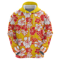 Yellow Hawaii Hibiscus Zip Hoodie Tropical Flowers Seamless Pattern LT14 - Polynesian Pride
