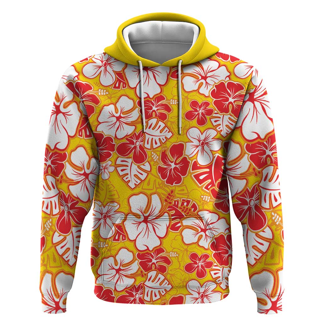 Yellow Hawaii Hibiscus Zip Hoodie Tropical Flowers Seamless Pattern LT14 Pullover Hoodie Yellow - Polynesian Pride