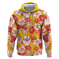 Yellow Hawaii Hibiscus Zip Hoodie Tropical Flowers Seamless Pattern LT14 Pullover Hoodie Yellow - Polynesian Pride