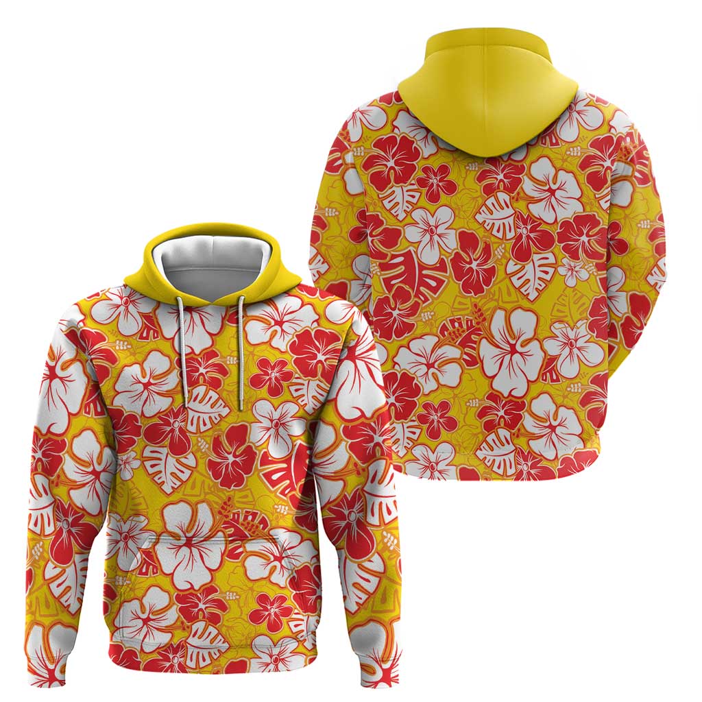 Yellow Hawaii Hibiscus Zip Hoodie Tropical Flowers Seamless Pattern LT14 - Polynesian Pride