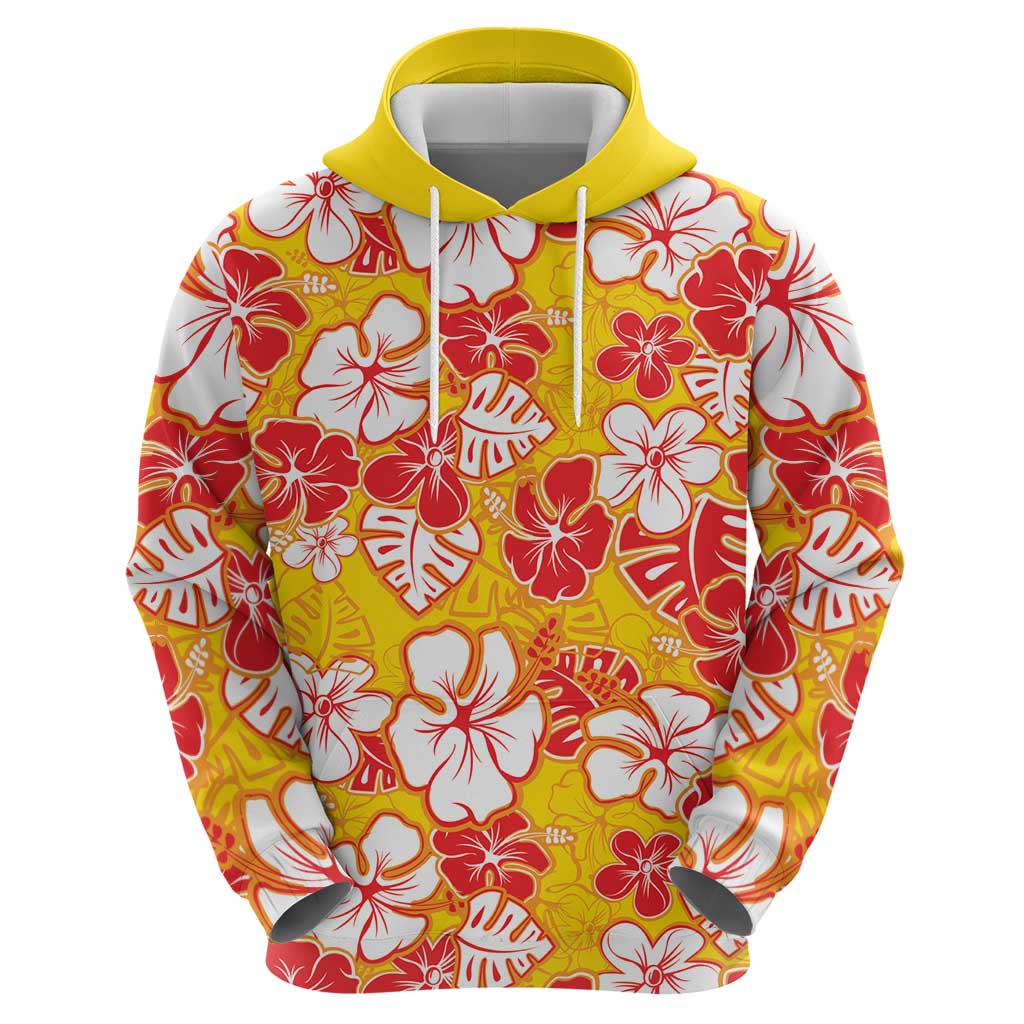 Yellow Hawaii Hibiscus Zip Hoodie Tropical Flowers Seamless Pattern LT14 - Polynesian Pride