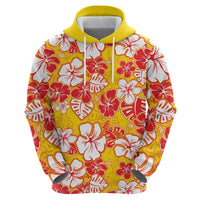 Yellow Hawaii Hibiscus Zip Hoodie Tropical Flowers Seamless Pattern LT14 - Polynesian Pride