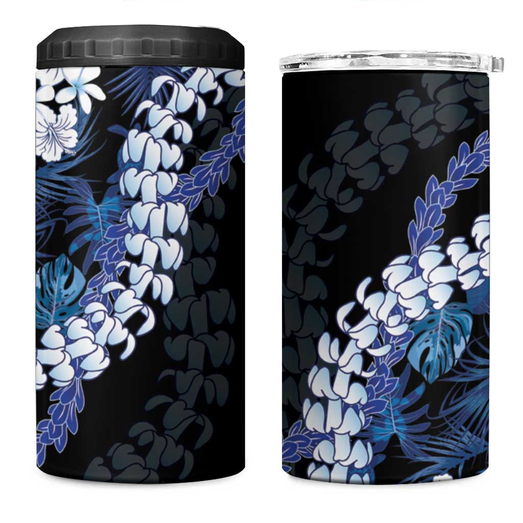 Polu Aloha Hawaii Lei 4 in 1 Can Cooler Tumbler Tropical Flowers Elegant Vibe LT14 One Size: 16 oz Blue - Polynesian Pride