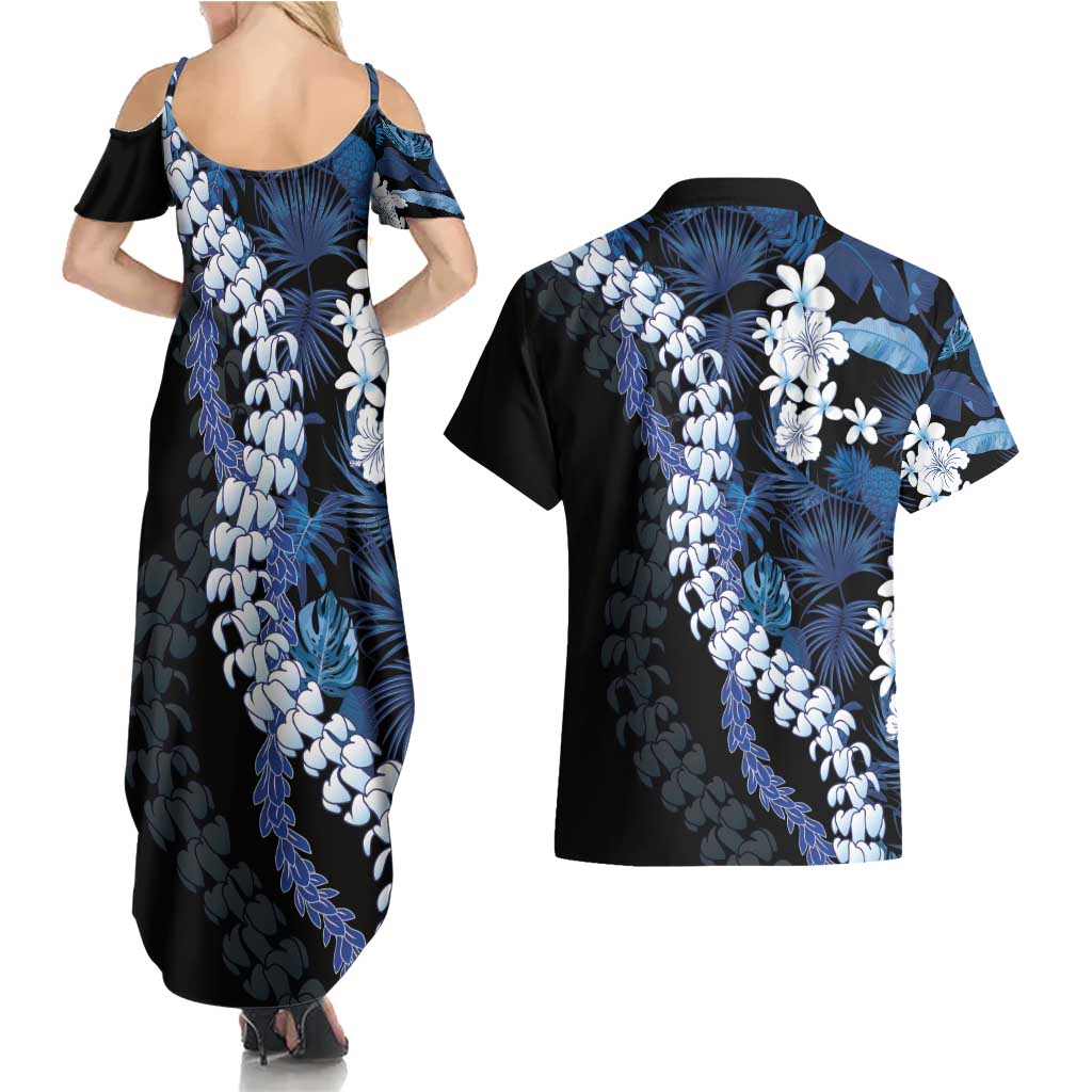 Polu Aloha Hawaii Lei Couples Matching Summer Maxi Dress and Hawaiian Shirt Tropical Flowers Elegant Vibe LT14 - Polynesian Pride