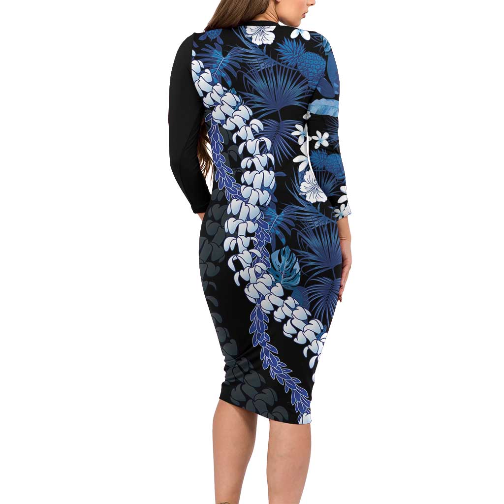Polu Aloha Hawaii Lei Family Matching Long Sleeve Bodycon Dress and Hawaiian Shirt Tropical Flowers Elegant Vibe LT14 - Polynesian Pride