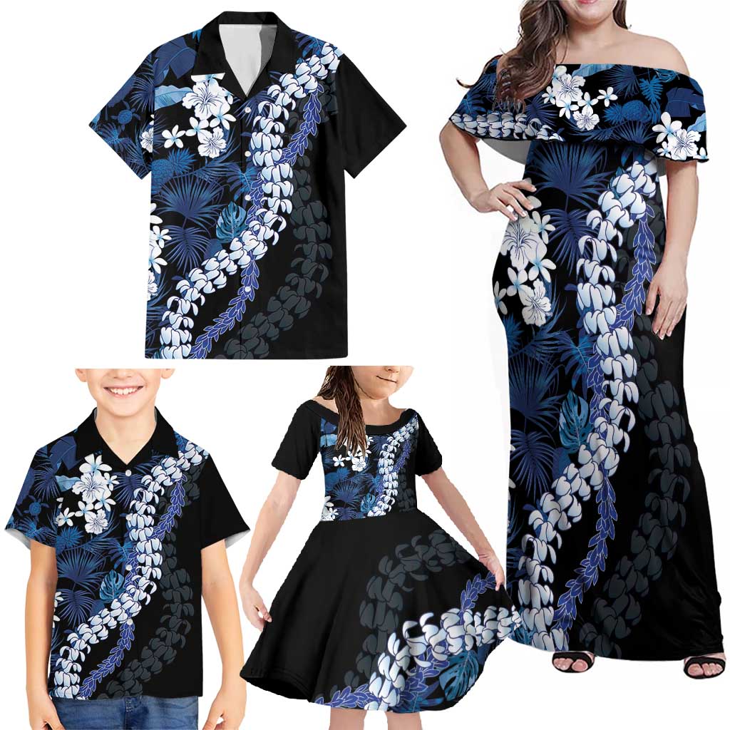 Polu Aloha Hawaii Lei Family Matching Off Shoulder Maxi Dress and Hawaiian Shirt Tropical Flowers Elegant Vibe LT14 - Polynesian Pride