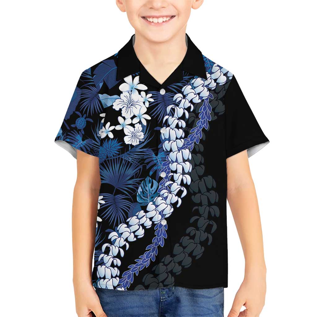 Polu Aloha Hawaii Lei Family Matching Puletasi and Hawaiian Shirt Tropical Flowers Elegant Vibe LT14 Son's Shirt Blue - Polynesian Pride