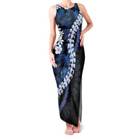 Polu Aloha Hawaii Lei Family Matching Tank Maxi Dress and Hawaiian Shirt Tropical Flowers Elegant Vibe LT14 Mom's Dress Blue - Polynesian Pride