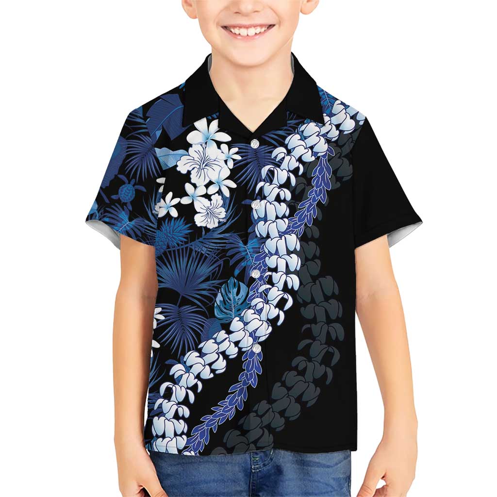 Polu Aloha Hawaii Lei Kid Hawaiian Shirt Tropical Flowers Elegant Vibe LT14 Kid Blue - Polynesian Pride