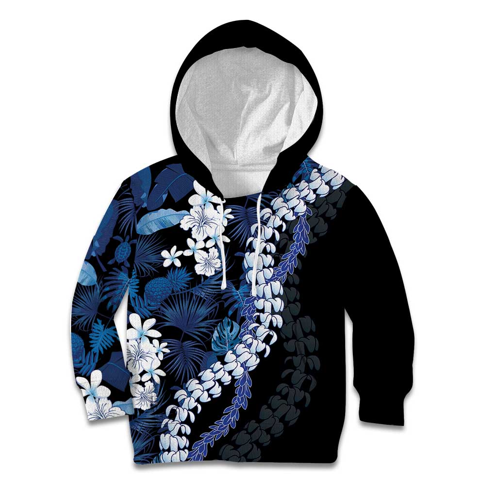 Polu Aloha Hawaii Lei Kid Hoodie Tropical Flowers Elegant Vibe LT14 Hoodie Blue - Polynesian Pride