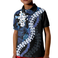 Polu Aloha Hawaii Lei Kid Polo Shirt Tropical Flowers Elegant Vibe LT14 Kid Blue - Polynesian Pride