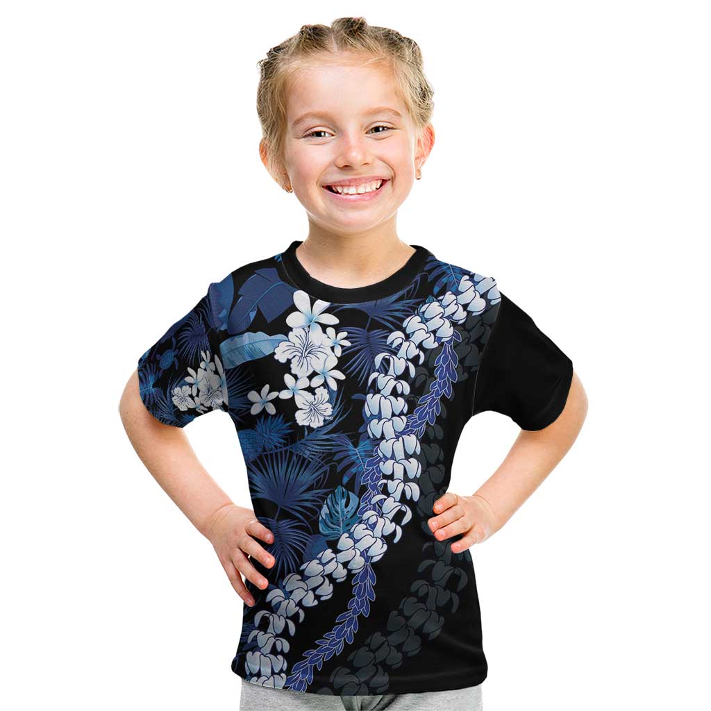 Polu Aloha Hawaii Lei Kid T Shirt Tropical Flowers Elegant Vibe LT14 Blue - Polynesian Pride