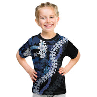 Polu Aloha Hawaii Lei Kid T Shirt Tropical Flowers Elegant Vibe LT14 Blue - Polynesian Pride
