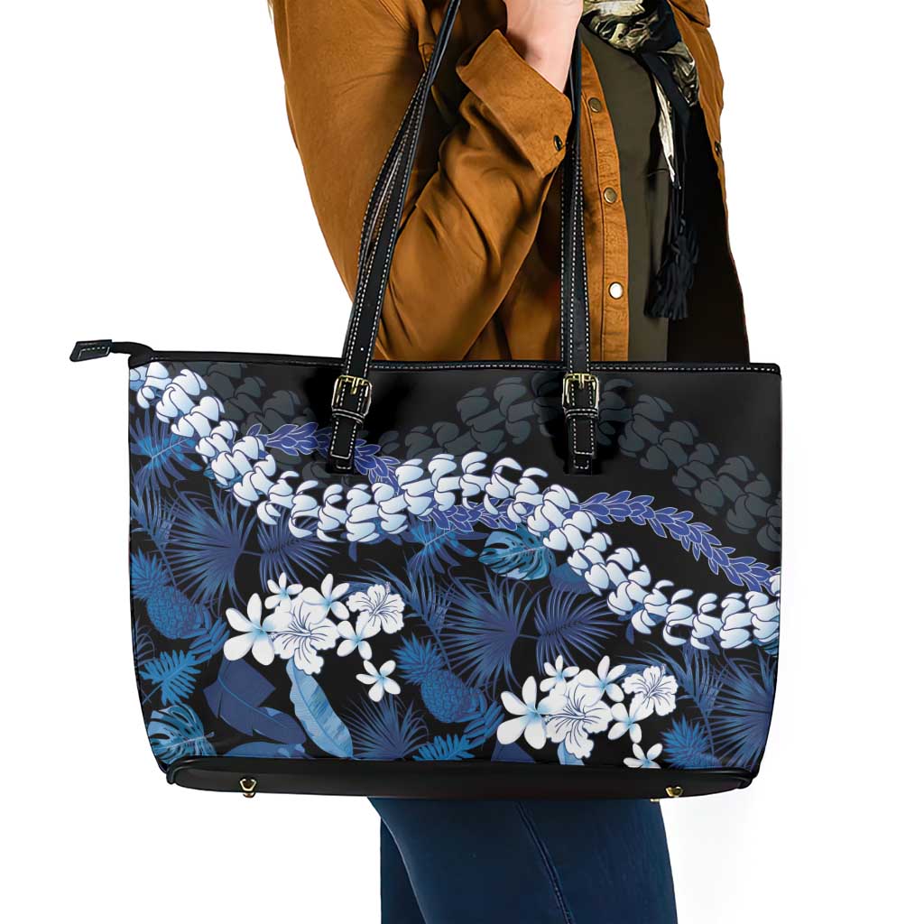 Polu Aloha Hawaii Lei Leather Tote Bag Tropical Flowers Elegant Vibe LT14 - Polynesian Pride
