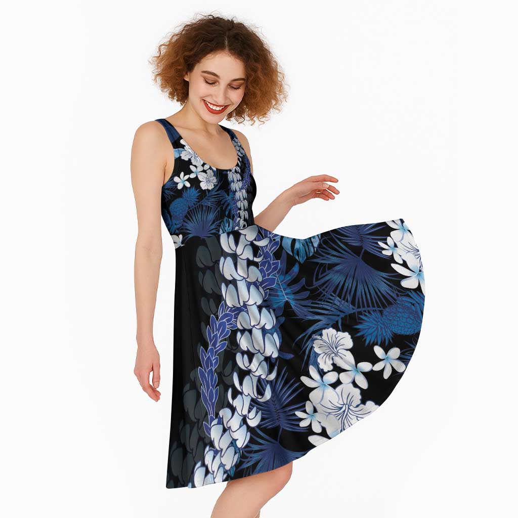 Polu Aloha Hawaii Lei Midi Dress Tropical Flowers Elegant Vibe - Polynesian Pride