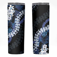 Polu Aloha Hawaii Lei Skinny Tumbler Tropical Flowers Elegant Vibe LT14 Blue - Polynesian Pride