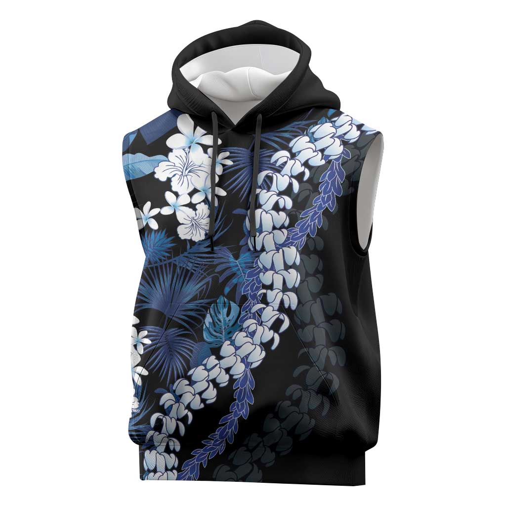 Polu Aloha Hawaii Lei Sleeveless Hoodie Tropical Flowers Elegant Vibe LT14 Blue - Polynesian Pride