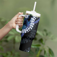 Polu Aloha Hawaii Lei Tumbler With Handle Tropical Flowers Elegant Vibe - Polynesian Pride