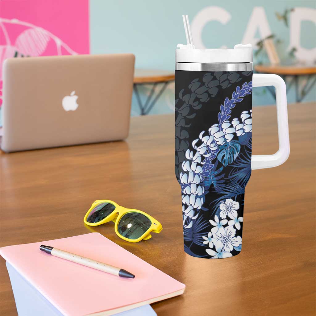 Polu Aloha Hawaii Lei Tumbler With Handle Tropical Flowers Elegant Vibe - Polynesian Pride