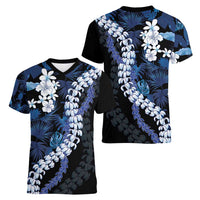 Polu Aloha Hawaii Lei Women V-Neck T-Shirt Tropical Flowers Elegant Vibe LT14 - Polynesian Pride