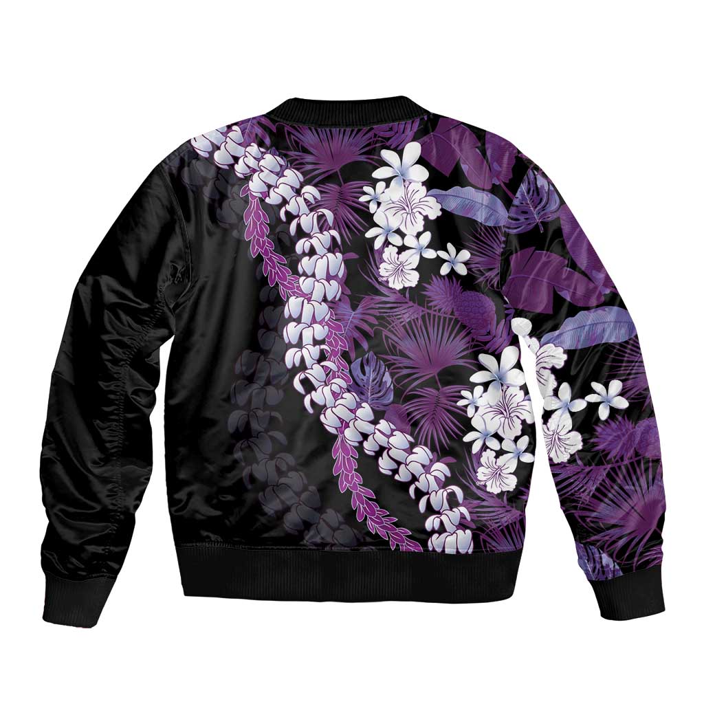 Poni Aloha Hawaii Lei Bomber Jacket Tropical Flowers Elegant Vibe - Polynesian Pride