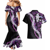 Poni Aloha Hawaii Lei Couples Matching Mermaid Dress and Hawaiian Shirt Tropical Flowers Elegant Vibe LT14 - Polynesian Pride