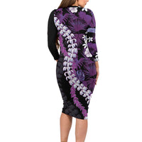 Poni Aloha Hawaii Lei Family Matching Long Sleeve Bodycon Dress and Hawaiian Shirt Tropical Flowers Elegant Vibe LT14 - Polynesian Pride