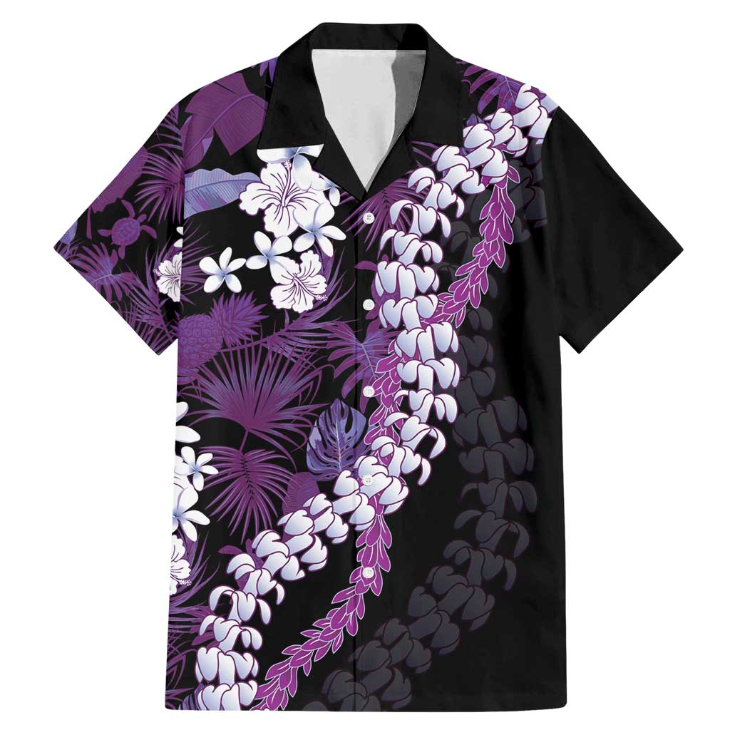 Poni Aloha Hawaii Lei Family Matching Mermaid Dress and Hawaiian Shirt Tropical Flowers Elegant Vibe LT14 Dad's Shirt - Short Sleeve Purple - Polynesian Pride