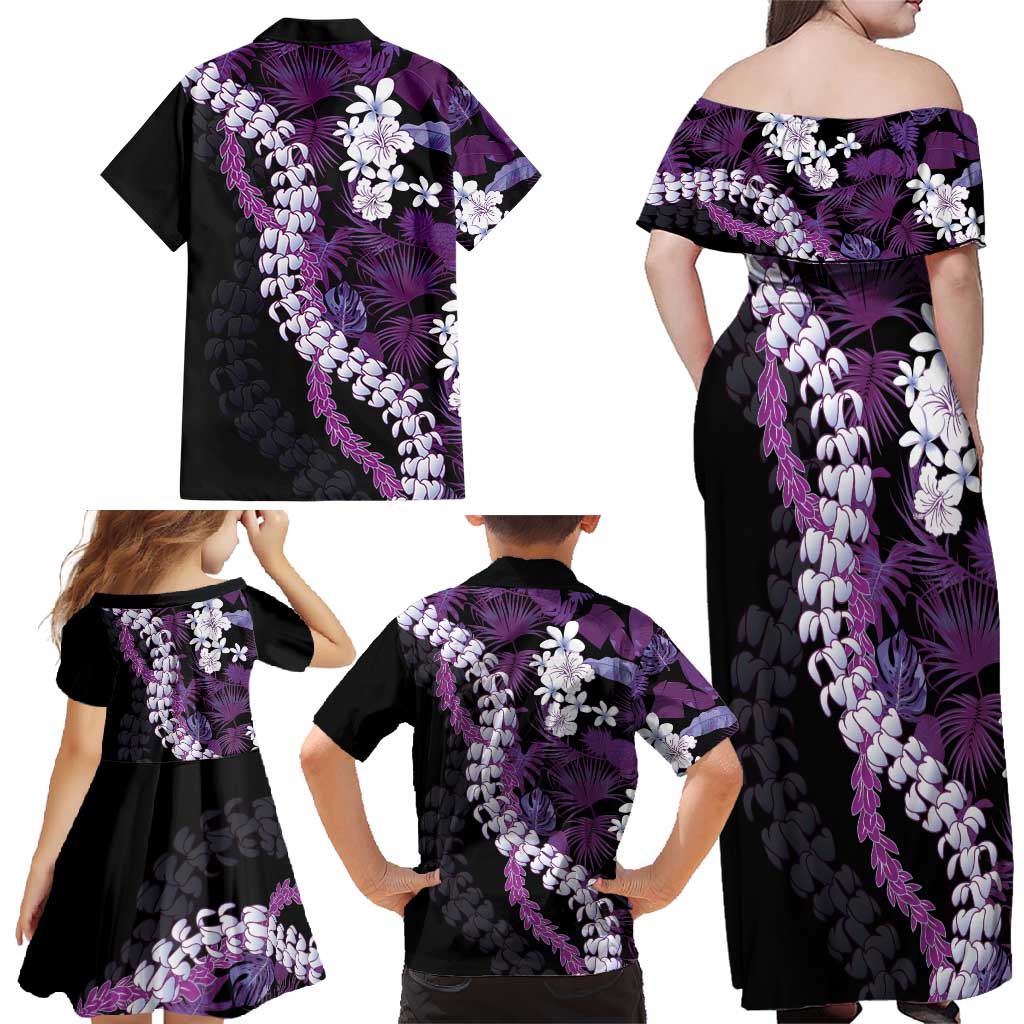 Poni Aloha Hawaii Lei Family Matching Off Shoulder Maxi Dress and Hawaiian Shirt Tropical Flowers Elegant Vibe LT14 - Polynesian Pride
