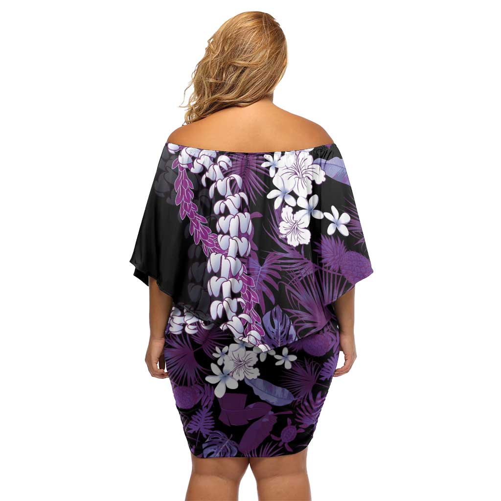 Poni Aloha Hawaii Lei Family Matching Off Shoulder Short Dress and Hawaiian Shirt Tropical Flowers Elegant Vibe LT14 - Polynesian Pride