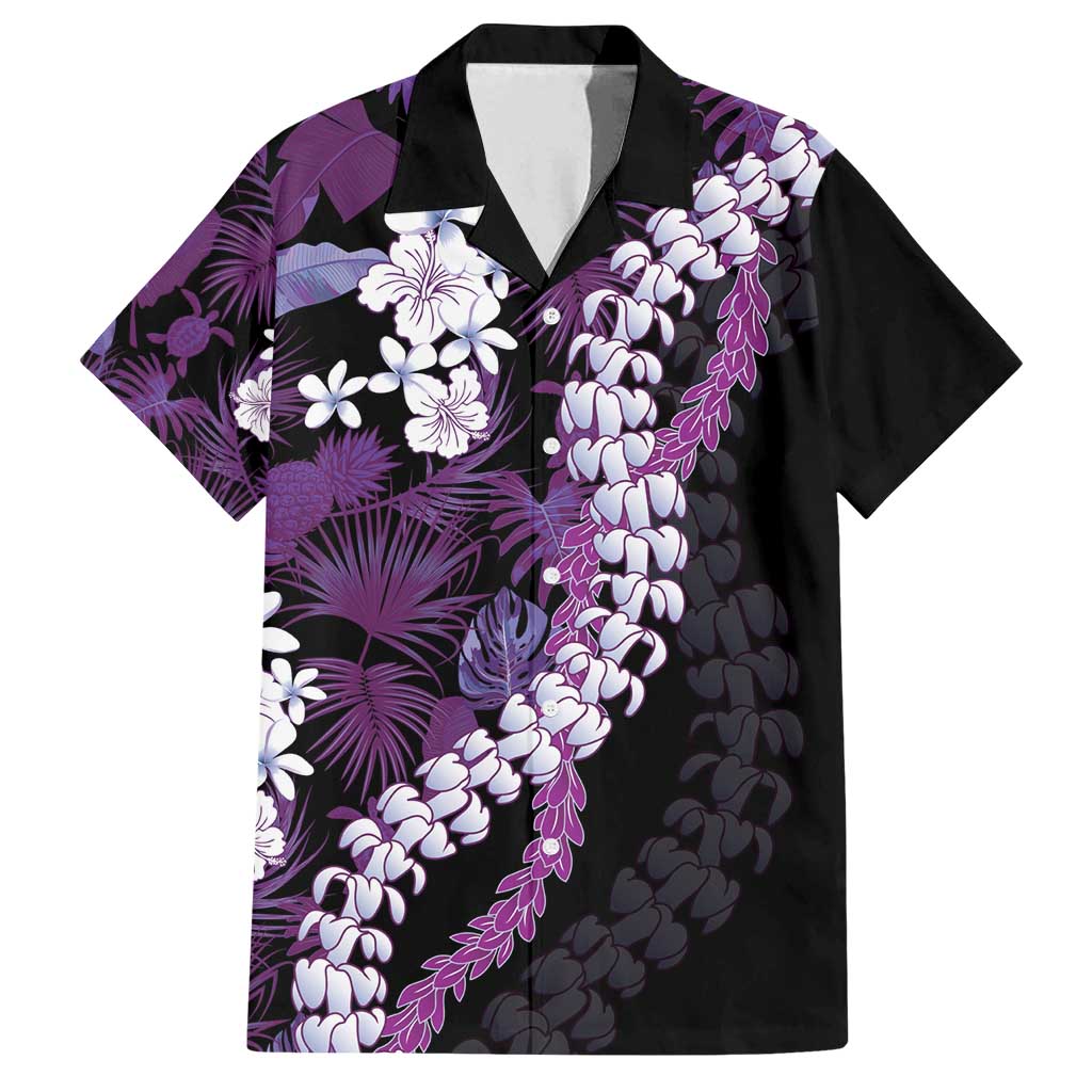 Poni Aloha Hawaii Lei Family Matching Puletasi and Hawaiian Shirt Tropical Flowers Elegant Vibe LT14 Dad's Shirt - Short Sleeve Purple - Polynesian Pride