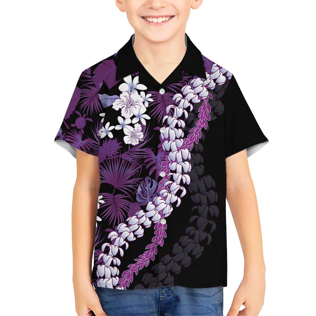 Poni Aloha Hawaii Lei Kid Hawaiian Shirt Tropical Flowers Elegant Vibe LT14 Kid Purple - Polynesian Pride