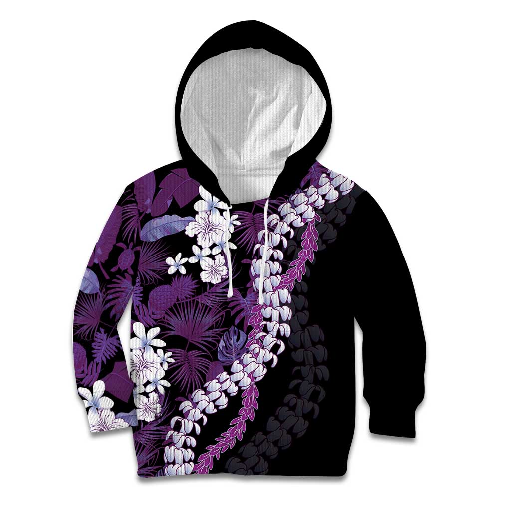 Poni Aloha Hawaii Lei Kid Hoodie Tropical Flowers Elegant Vibe LT14 Hoodie Purple - Polynesian Pride