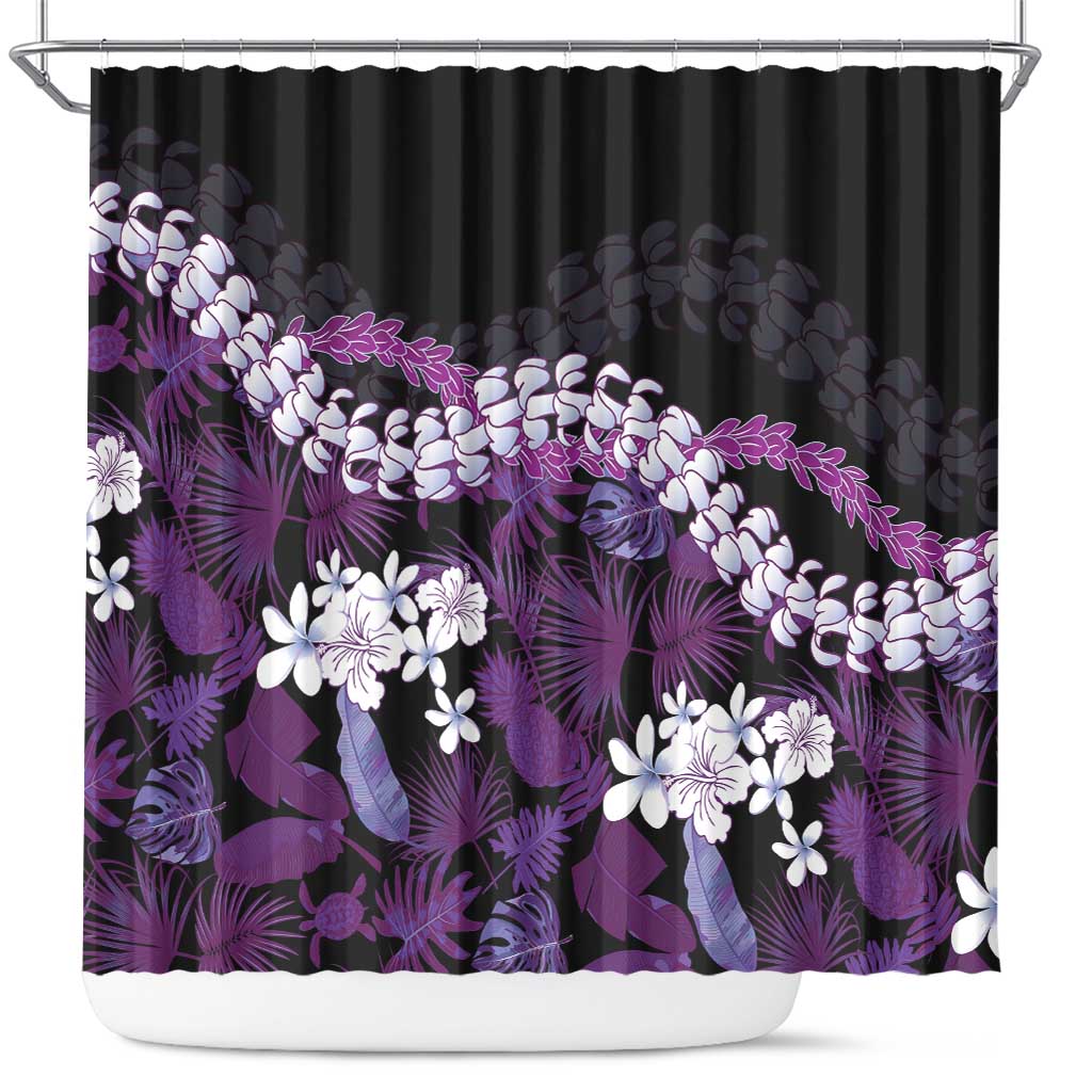 Poni Aloha Hawaii Lei Shower Curtain Tropical Flowers Elegant Vibe LT14 Purple - Polynesian Pride