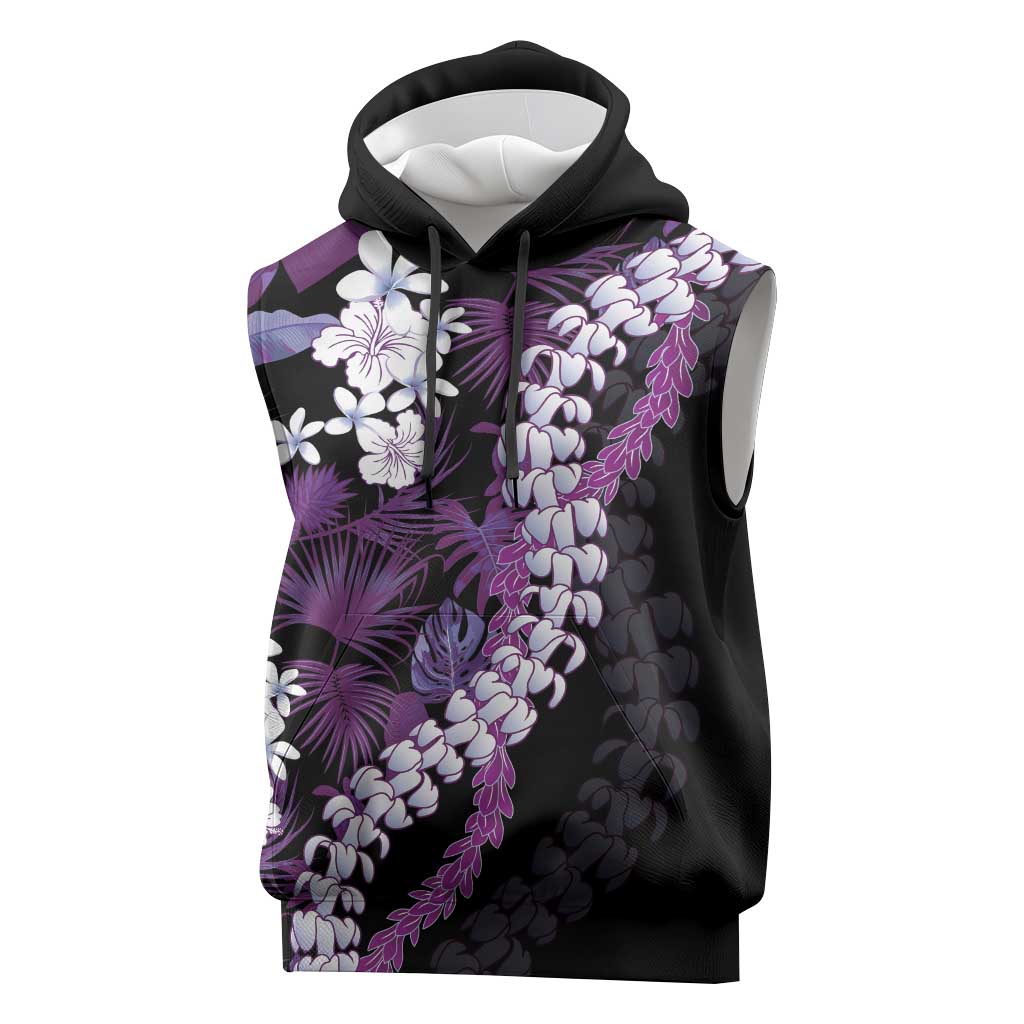Poni Aloha Hawaii Lei Sleeveless Hoodie Tropical Flowers Elegant Vibe LT14 Purple - Polynesian Pride