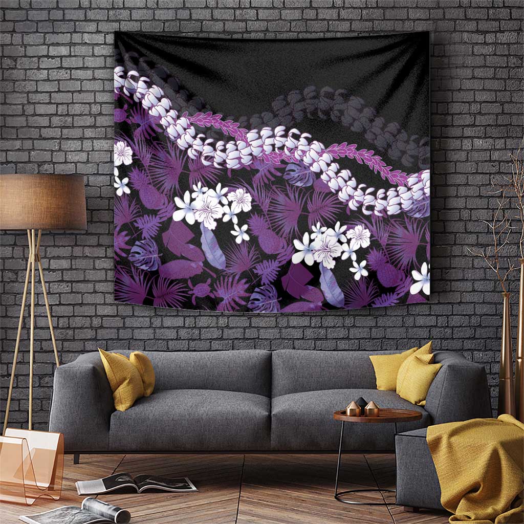 Poni Aloha Hawaii Lei Tapestry Tropical Flowers Elegant Vibe LT14 Purple - Polynesian Pride