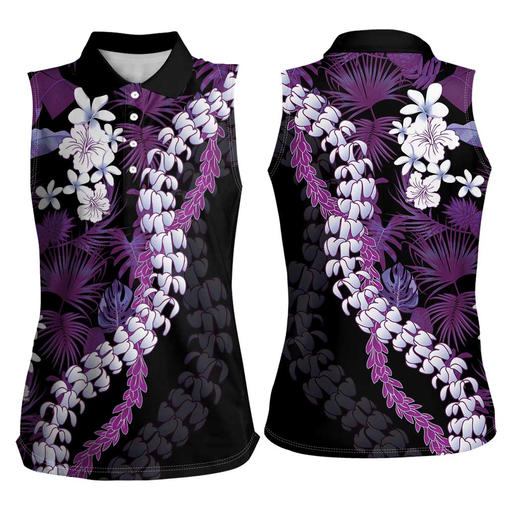 Poni Aloha Hawaii Lei Women Sleeveless Polo Shirt Tropical Flowers Elegant Vibe LT14 - Polynesian Pride
