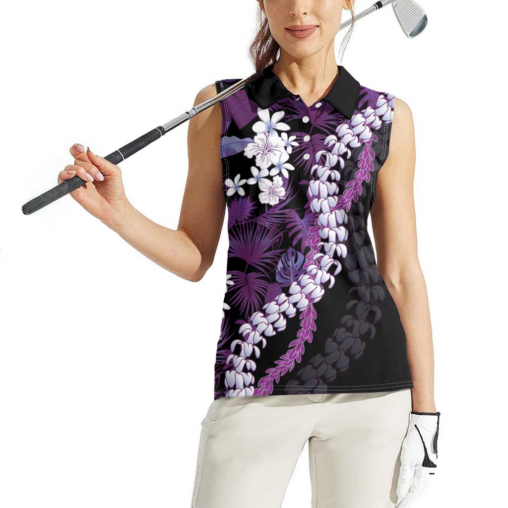 Poni Aloha Hawaii Lei Women Sleeveless Polo Shirt Tropical Flowers Elegant Vibe LT14 - Polynesian Pride